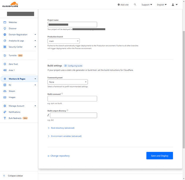 Cloudflare pages setup