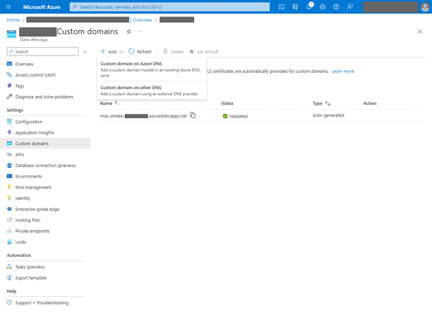 Static Web App Custom domains