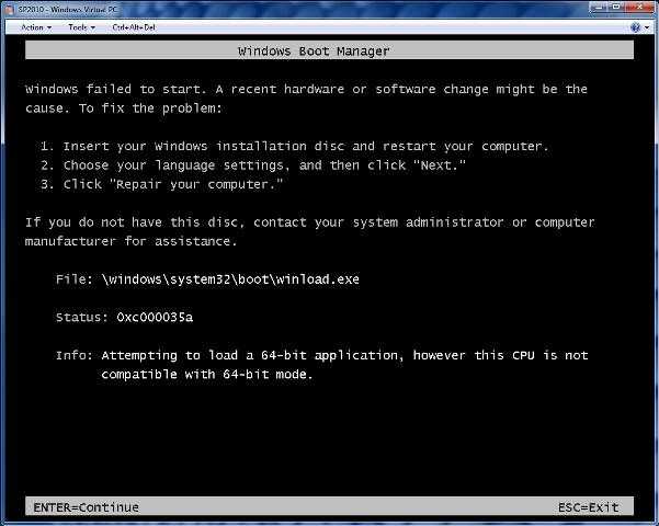 Windows Boot Manager Fail