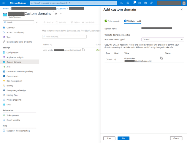 Static Web App custom domain